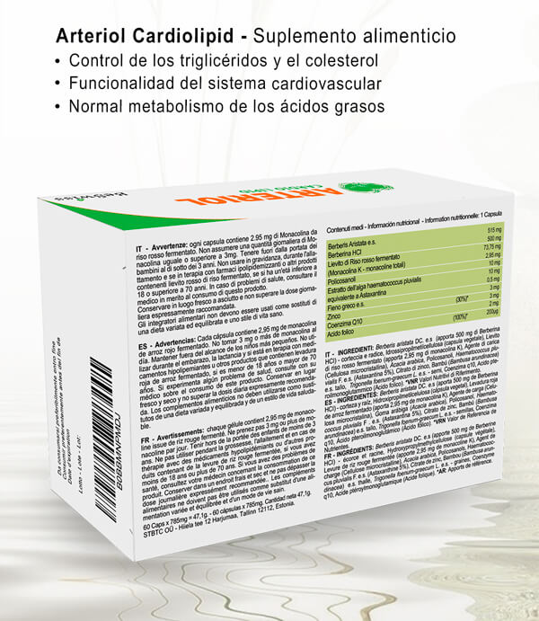 Bajar el colesterol y triglicéridos en pastillas Arteriol Cardiolipid