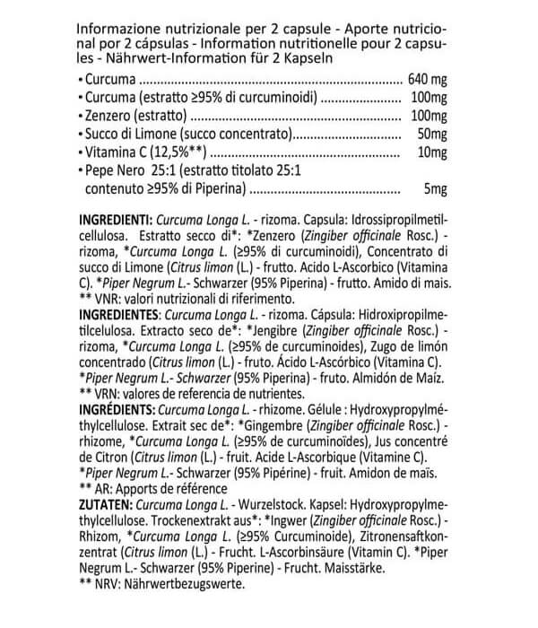 Cúrcuma, jengibre, piperina. Pastillas adelgazamiento Beswiss