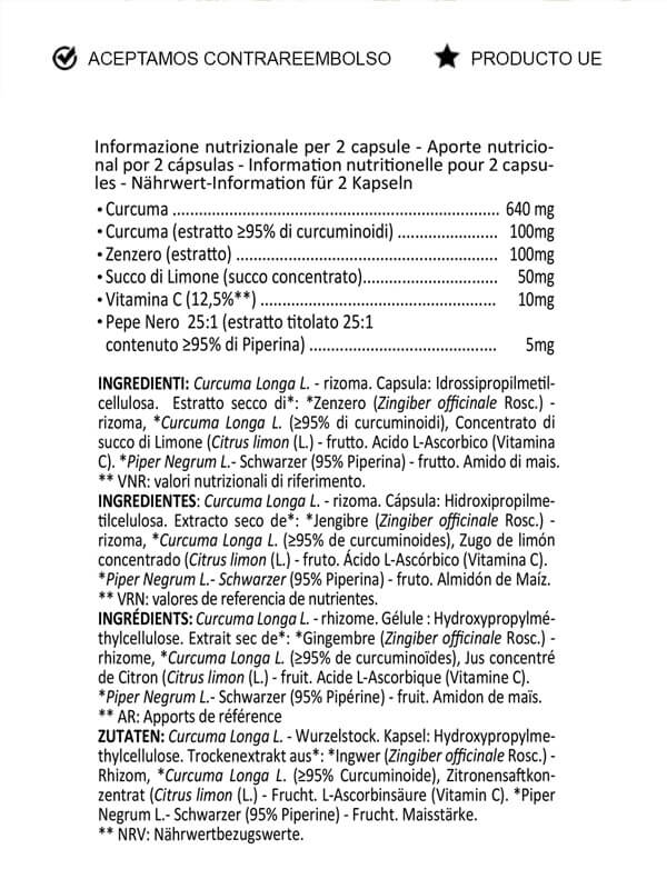 Cúrcuma, jengibre, piperina. Pastillas adelgazamiento