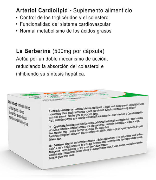 Producto para el colesterol alto. Mejorar el colesterol. Arteriol Cardiolipid