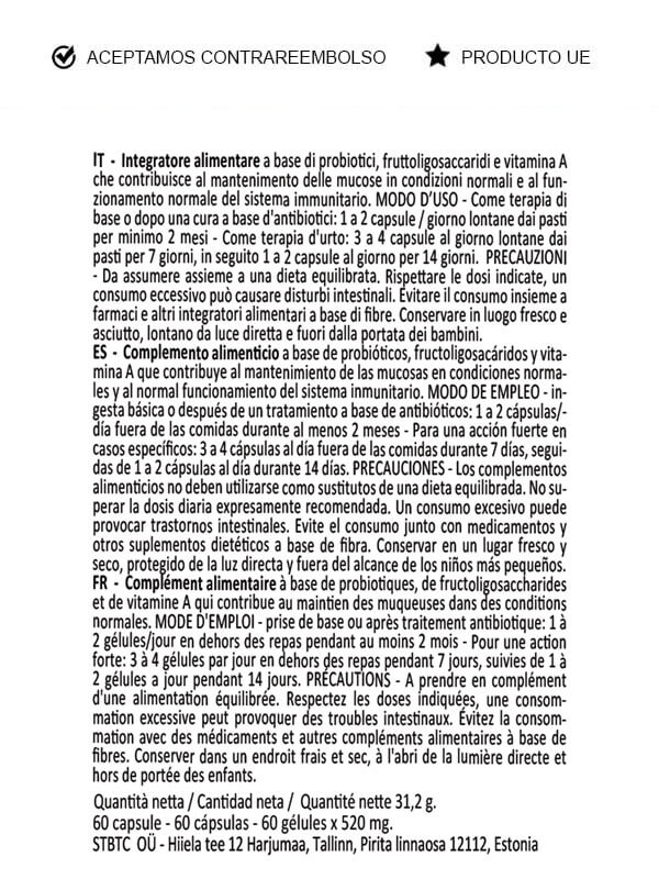 Beswiss probiótico prebiótico vaginal