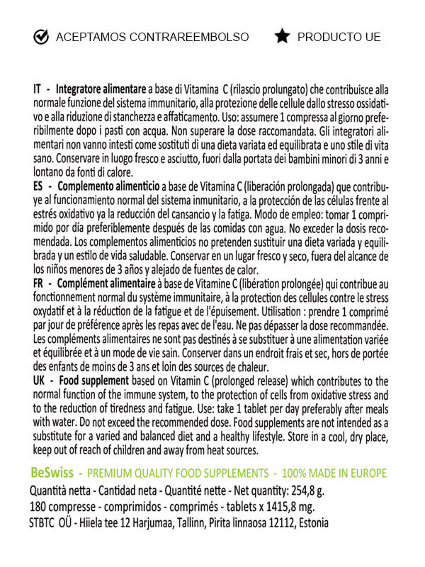 Beswiss suplemento vitamina c antiedad antienvejecimiento