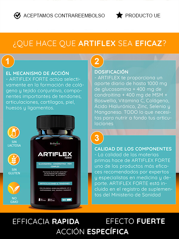 BeSwiss Artiflex Forte. Suplemento de acción específica para mejorar las articulaciones.