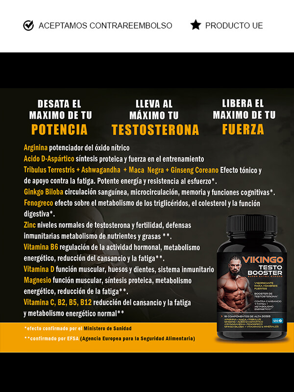 Vingo Testo Booster. Pastillas para una energía extrema en el gimnasio.