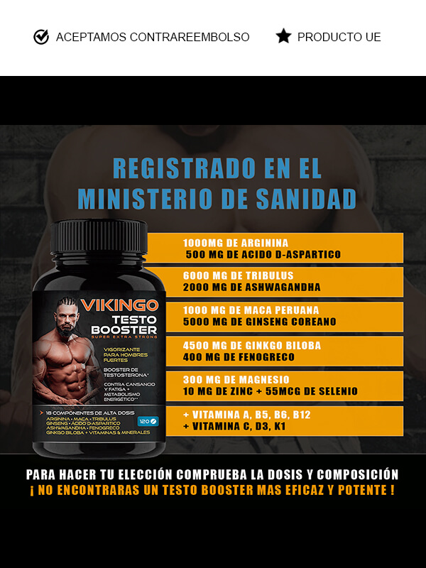 Vingo Testo Booster. Pastillas potenciadoras de la fuerza en el gimnasio.